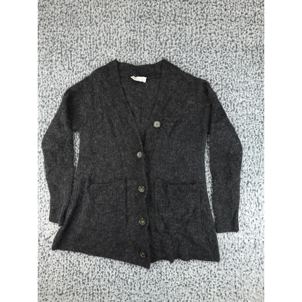 Everlane Alpaca Wool Cardigan Womens XS Charcoal Grey Oversized V-Neck Knit